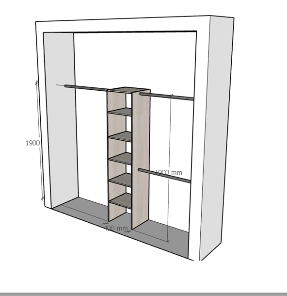 CLOSET SIN PUERTA M2