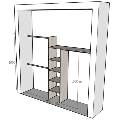 CLOSET SIN PUERTAS M1