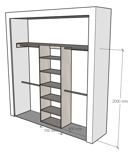 CLOSET SIN PUERTA M3