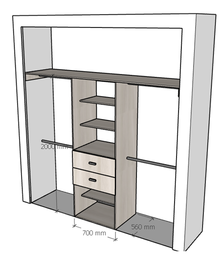 CLOSET SIN PUERTA M5